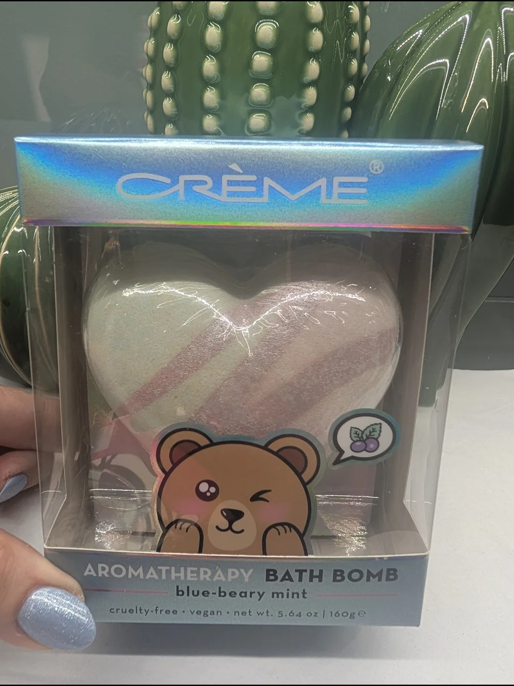The Creme Shop Blue-Beary Mint Heart Aromatherapy Bath Bomb